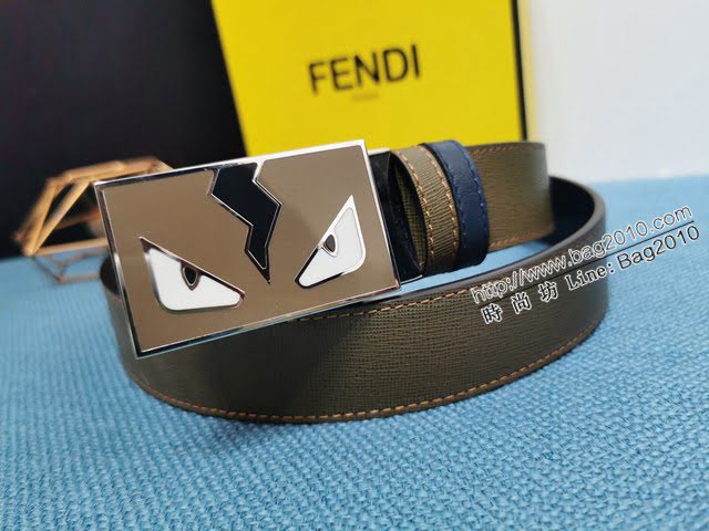 FENDI腰帶 芬迪閃電琺瑯扣怪獸雙面牛皮腰帶  jjp1578
